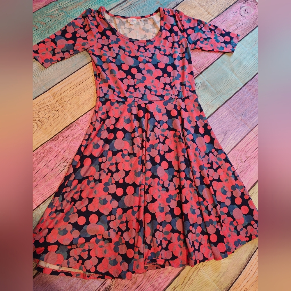LuLaRoe Red and Blue Midi Dress